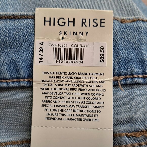 Lucky Brand Women Skinny High Rise Jeans Plus Size 14/32 NWT - Picture 9 of 11
